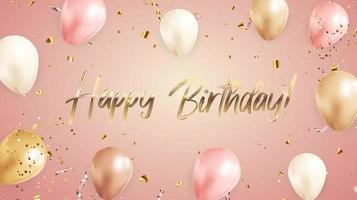 Happy Birthday congratulations banner design with Confetti and balloons for Party Holiday Background vector