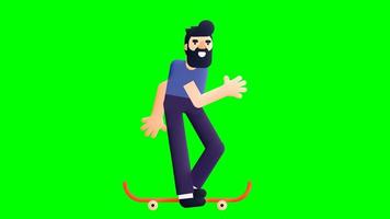Animation des Mannes, der Skateboard läuft video