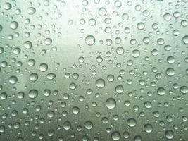 Rain dew drop on a green color background photo