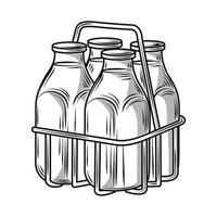 sketch milk bottles vector