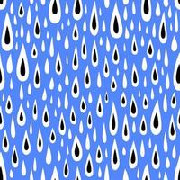 Gotas en blanco y negro sobre un fondo azul. patrón abstracto con gotas. vector ilustración plana