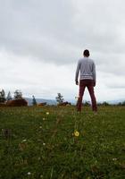 man trekking in the mountain in Bilbao Spain photo