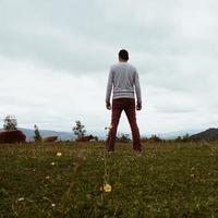 man trekking in the mountain in Bilbao Spain photo