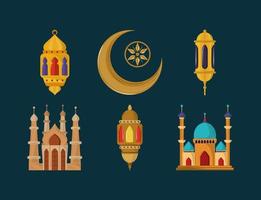 arabian mosque lantern vector