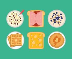 iconos de menú de desayuno vector