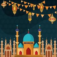 arabian city lanterns vector