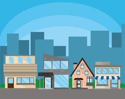 street stores house vector