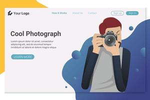 Landing page template photographer vector illustration