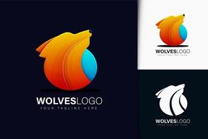 Wolves logo design with gradient vector