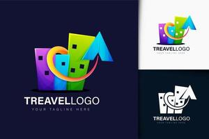 diseño de logotipo de treavel degradado colorido vector