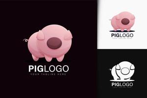 Pig logo design with gradient vector