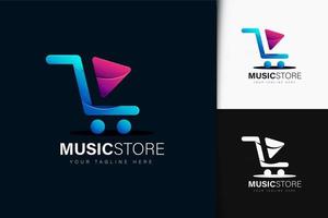 diseño de logotipo de tienda de música con degradado vector