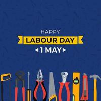 1 May Happy labour day background with working tools vector