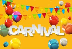 Carnival banner with bunting flags and flying balloons vector