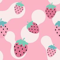 Simple Strawberry Seamless Pattern Background Vector Illustration