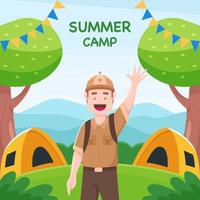 Child Doing Summer Camp Activity at Park vector