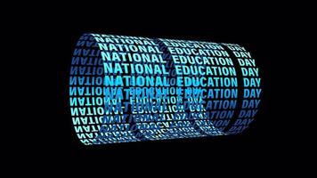 boucle de défilement de texte bleu de la journée nationale de l'éducation isolée