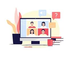 Video conference and online work vector