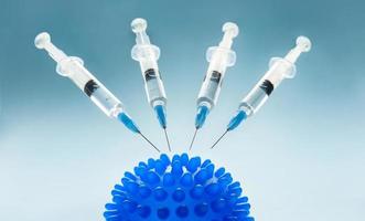 Medical syringes target the coronavirus model photo