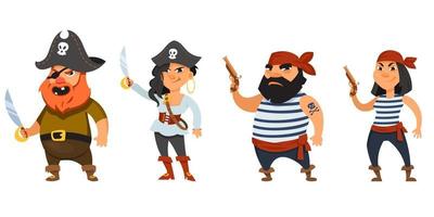 piratas masculinos y femeninos con armas vector