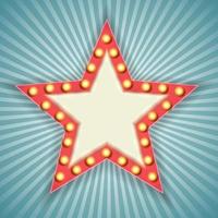 Vintage 3d light retro star frame vector