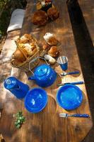 Dishes for camping on the table photo
