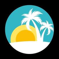 Summer Time Background Icon with palm tree silhouette vector