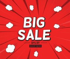 Sale Background with Speech Bubble in Pop Art Style vector