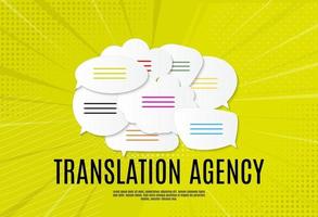 concepto de agencia de traducción de idiomas con bocadillo vector