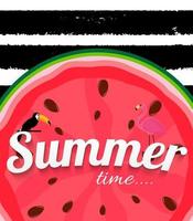 Abstract Summer Time Background with Flamingo and Toucan vector