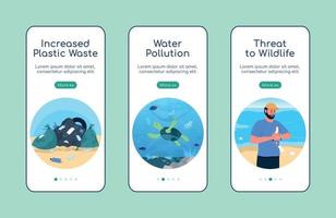 Environmental pollution onboarding mobile app screen flat vector template