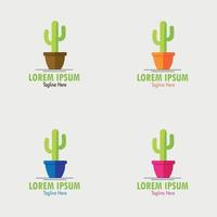 Potted cactus logos template vector