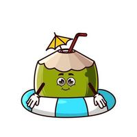 Cute coconut character with ring float vector