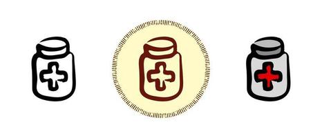 Pill cans outline and colors and retro symbols vector