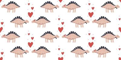 Seamless dinosaur couple pattern background vector