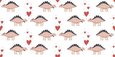 Seamless dinosaur couple pattern background vector