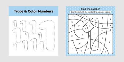 Coloring book number for kids vector