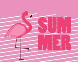 Cute Pink Flamingo Summer Background Vector Illustration