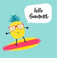 Hello Summer Pineapple in Sunglasses vector