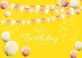 Color Glossy Happy Birthday Balloons Banner Background Vector Illustration