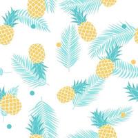 Tropic fruit Pineapple and palm leaf seamless pattern background design vector