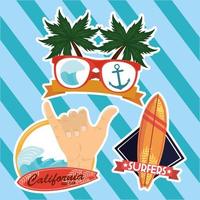 surf tropic icons vector