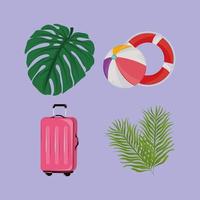 tropical summer icons vector