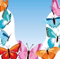banner de hermosas mariposas vector