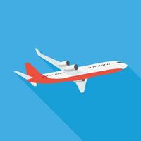 Flat airplane icon on blue background vector