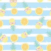 Tropic fruit Pineapple and orange seamless pattern background design vector