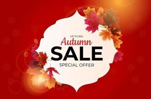 Shiny Autumn Leaves Sale Banner Business Discount Card vector