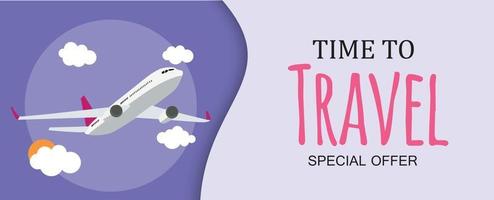 Time to Travel Template Background with Airplane vector