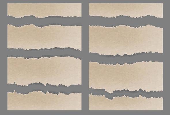 Torn ripped cardboard Textured set