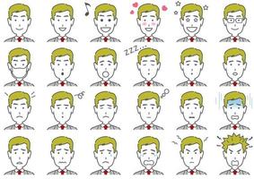 Businessman Vector Various Facial Expressions Set Isolated On A White Background